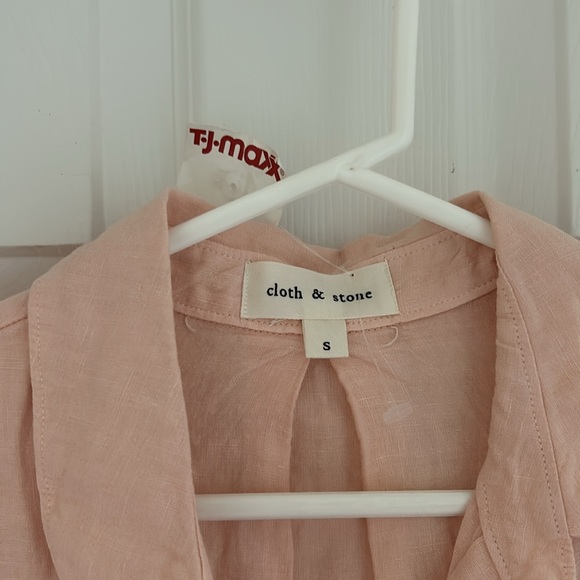 NWT 100% Linen Shirt Peach Apricot - Small - Picture 3 of 8